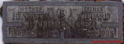 Headstone Willard C. Bollinger and Henrietta Bollinger nee Boekeloo (#68)